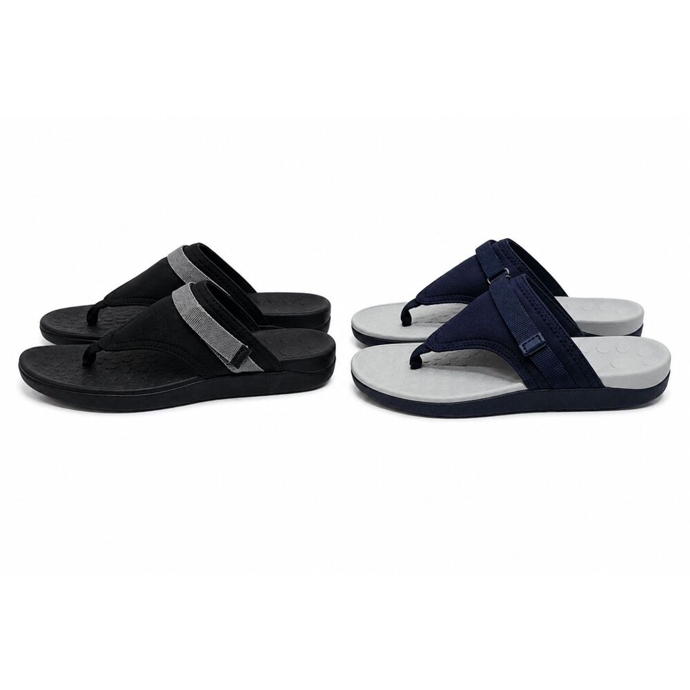 Bundle of 2 Medical Soles Orthotic Flip Flop Sandals Navy and Black Sz 8